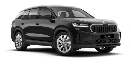 A black Skoda Kodiaq against a white background.